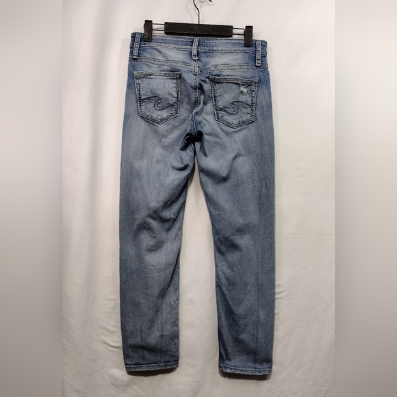 Silver Jeans Distressed Boyfriend Jeans Women's 26 Blue Boho Retro 90s Y2K Baggy - Picture 5 of 9